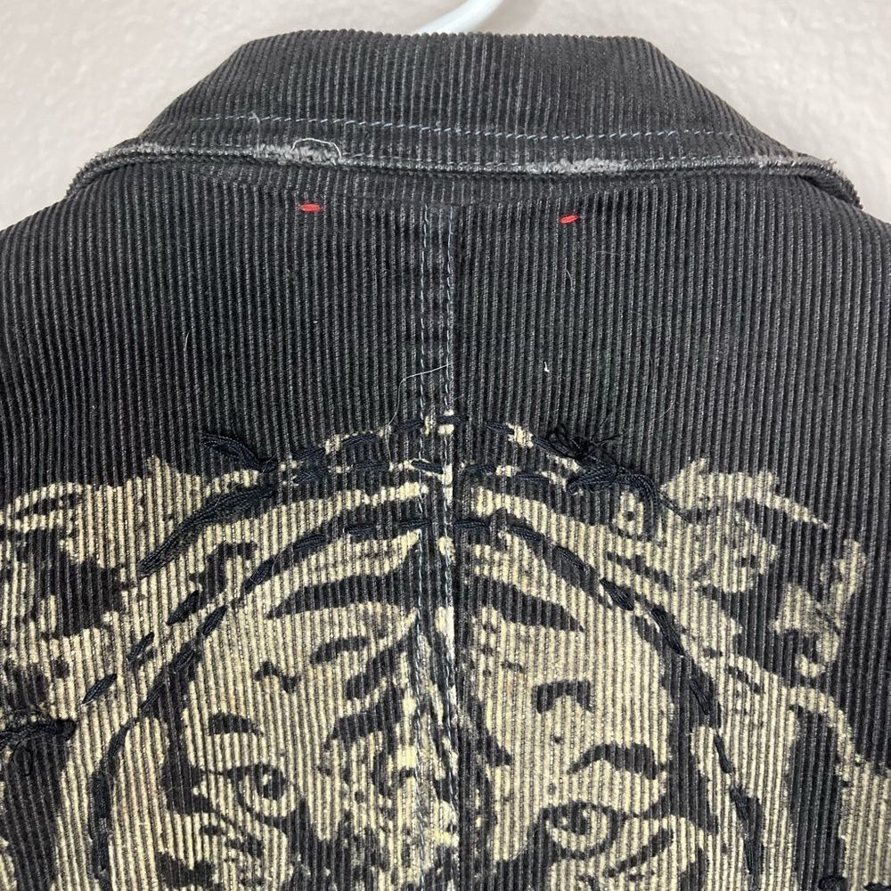 Miss Me Brown Distressed Corduroy Jacket Embroidered Long Sleeve Blazer Grunge S - Picture 5 of 15
